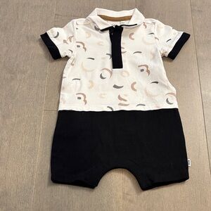 BOSS Like New Infant Romper with Black and Cream Design